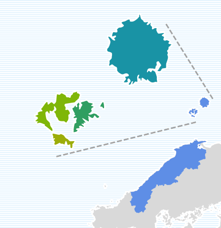 島根県と隠岐諸島の位置図